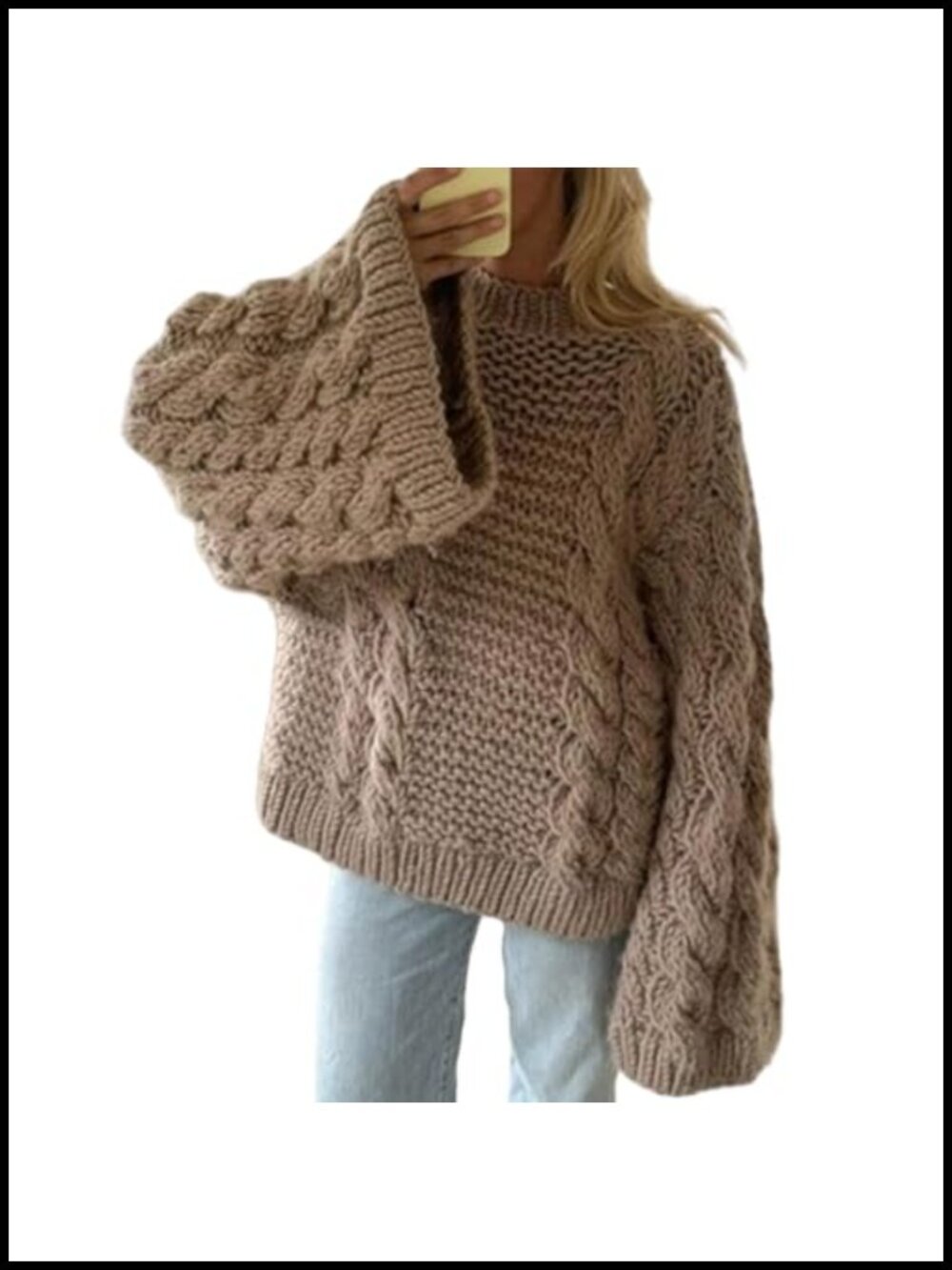 Oversized Cable Knit Chunky Baggy Pullover Sweater Women Cozy
